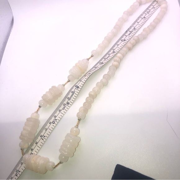 VTG Carved Alabaster Stone Heavy Beaded Necklace 25” - Picture 5 of 5